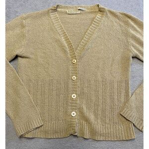 Vintage Banana Republic Sweater Women's Small Tan Knit Cardigan Safari Travel‎